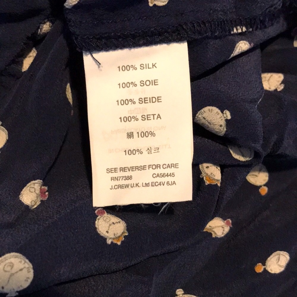 Final Price- J CREW 100% Silk Clock Print Blouse - Picture 7 of 9